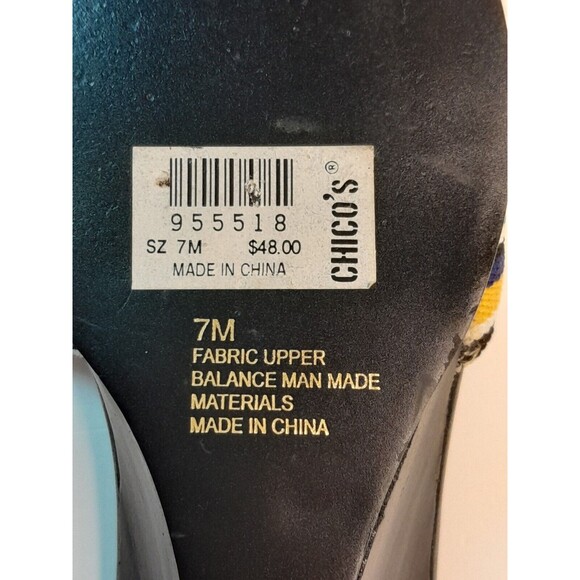 Chico's Size 7 Colorful Elastic Band Slip-on Slide Sandals Mid Heel EUC - Picture 11 of 13